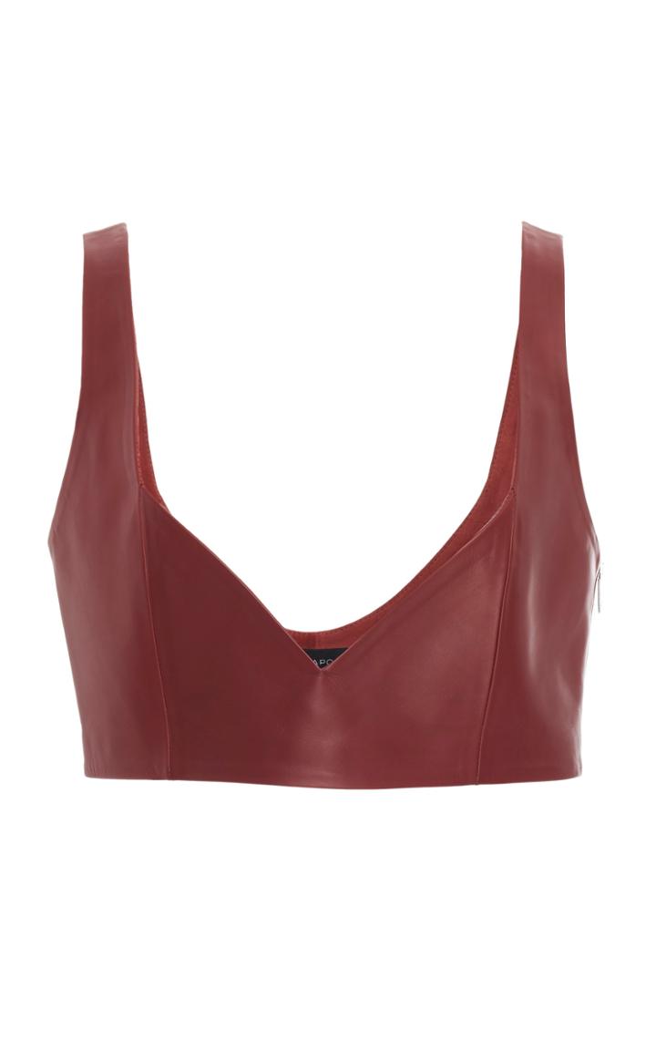 Sally Lapointe Cropped Leather Top