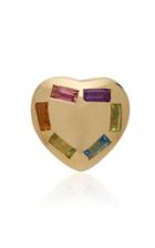 Brent Neale Small Puff Heart Single Multi-stone 18k Gold Stud