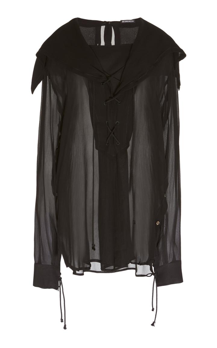 Ann Demeulemeester Lace-up Georgette Blouse