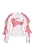 Christian Siriano Ruffled Embroidered Blouse