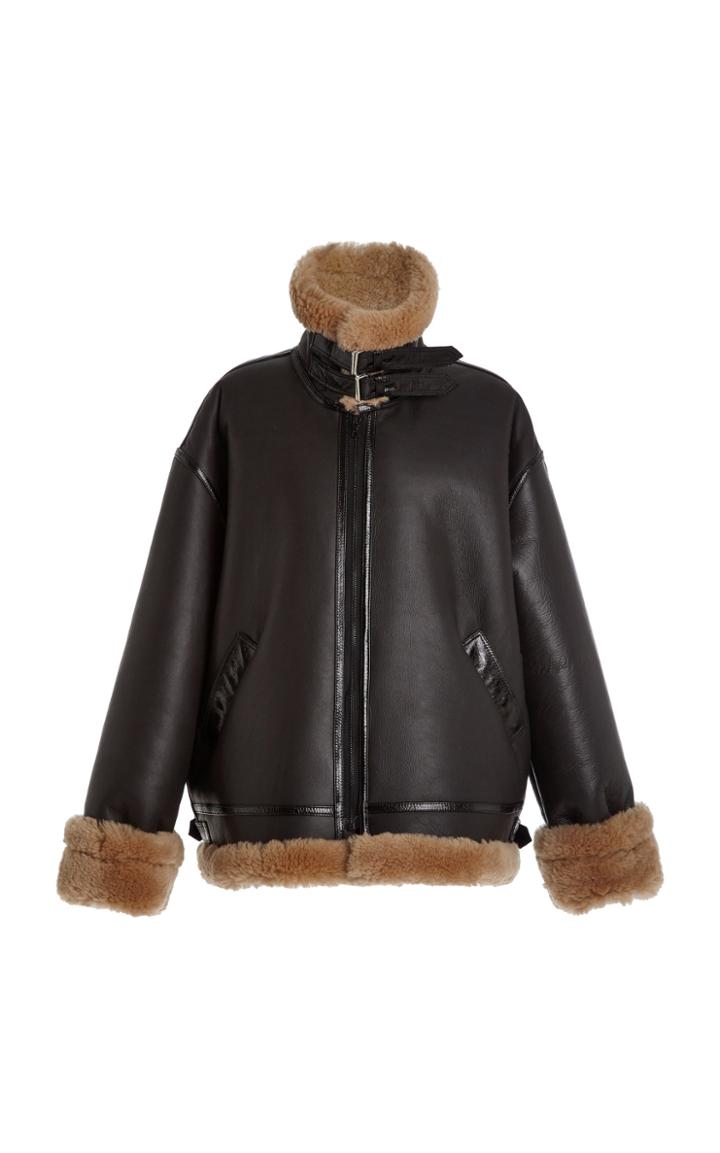 Moda Operandi David Koma Oversized Shearling-trimmed Leather Jacket