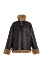 Moda Operandi David Koma Oversized Shearling-trimmed Leather Jacket