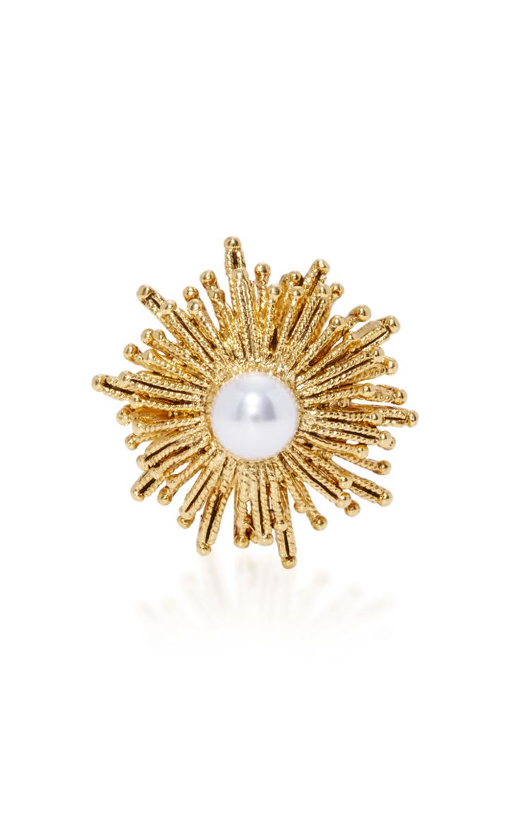 Oscar De La Renta Gold-tone Faux Pearl Ring