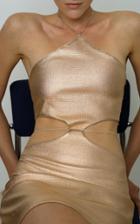 Moda Operandi Kalmanovich Halter Crystal Straps Gold Mini Dress