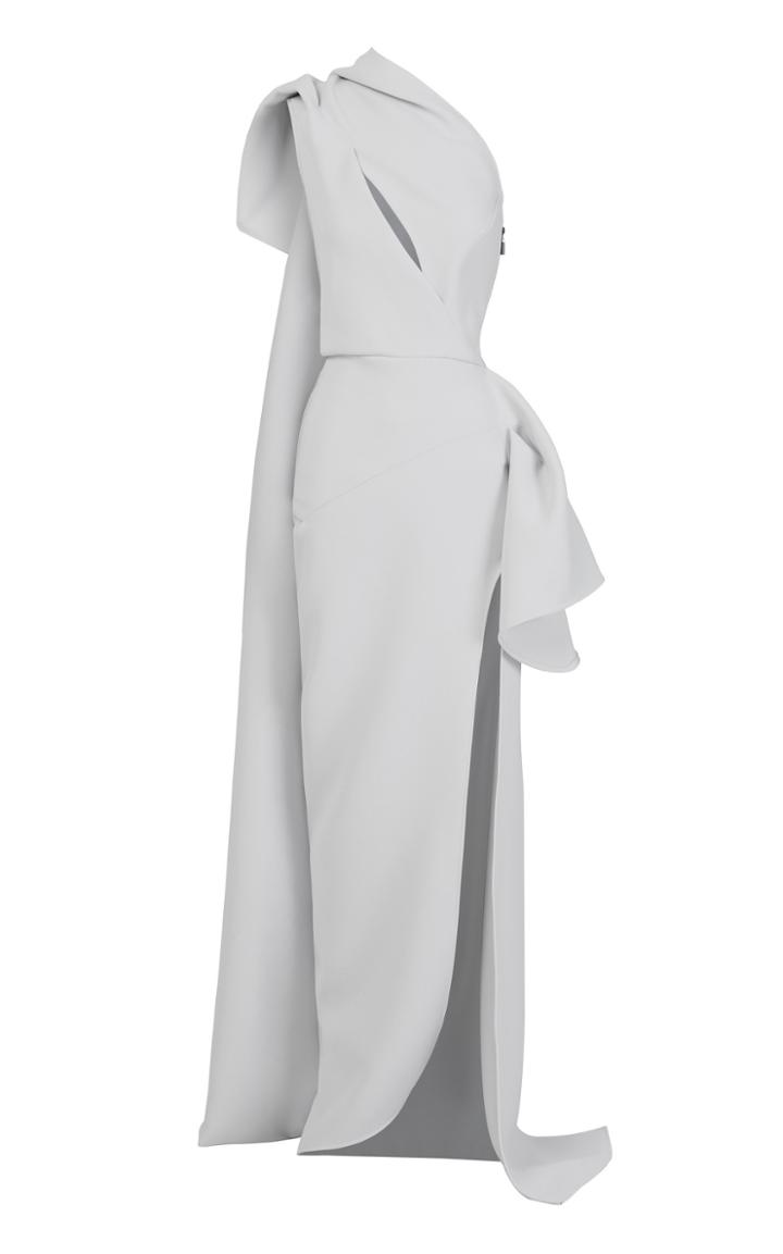 Maticevski Butterfly One-shoulder Gathered Cady Gown Size: 6