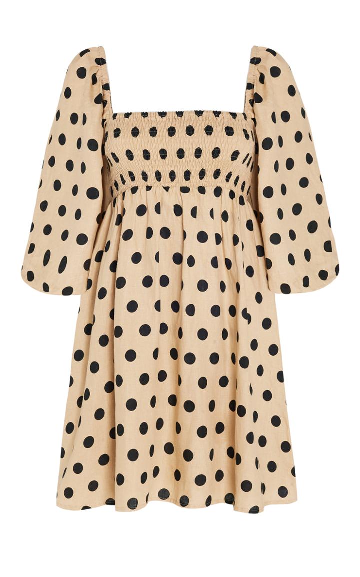 Moda Operandi Faithfull The Brand Dallia Smocked Polka-dot Linen Mini Dress