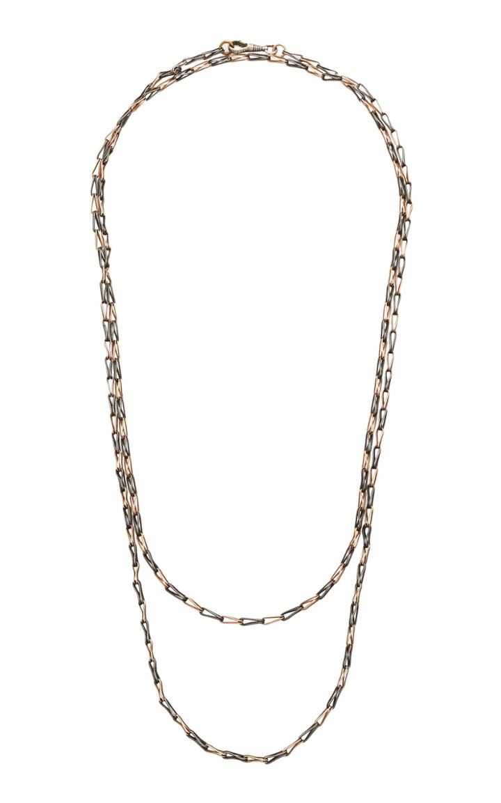 Fred Leighton Antique Rose Gold And Niello Link Long Chain Necklace