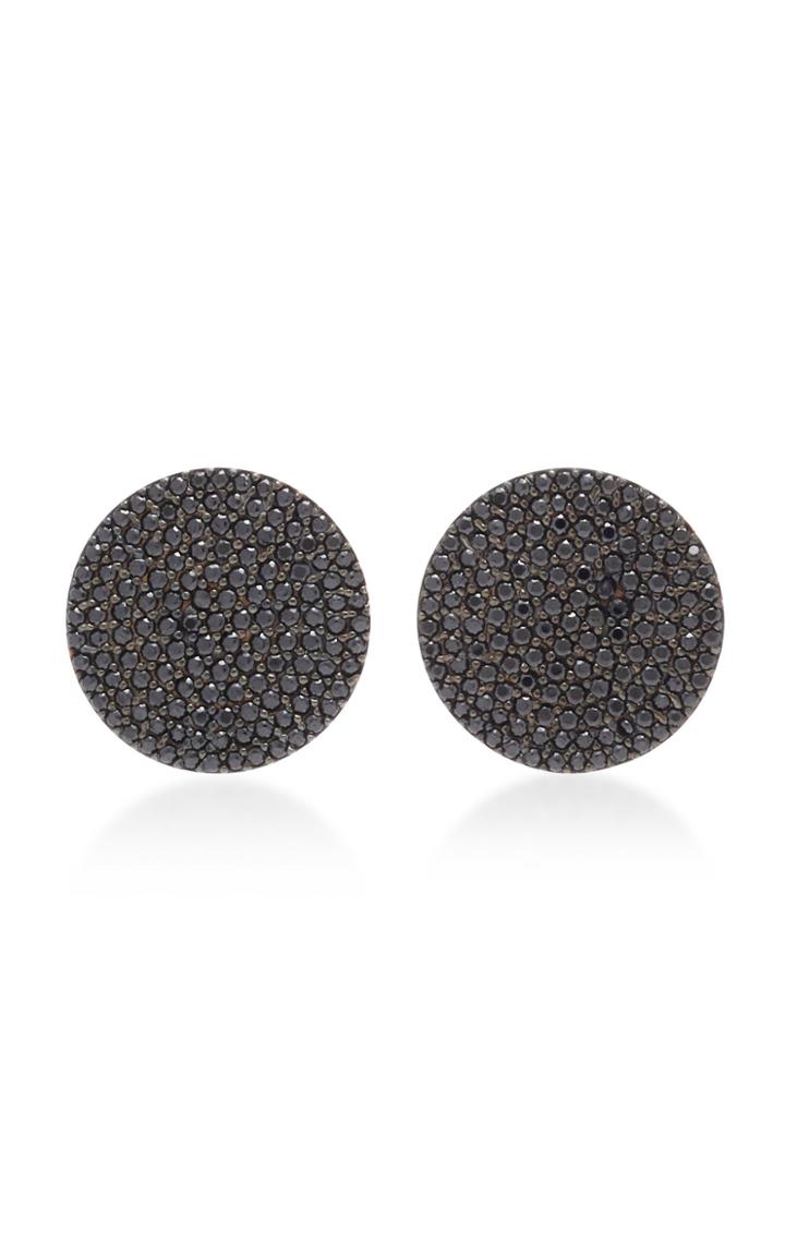 Nickho Rey Button 14k Gold And Black Spinel Earrings