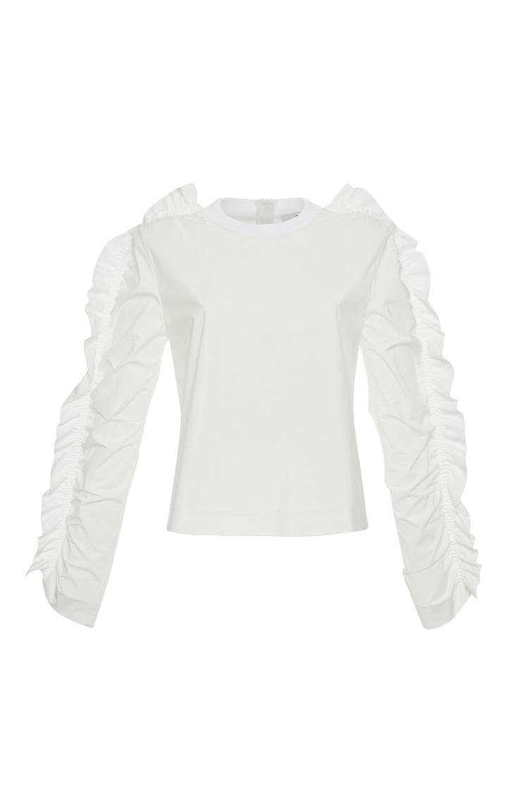Msgm White Crispy Ruffled Poplin Shirt