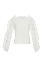 Msgm White Crispy Ruffled Poplin Shirt