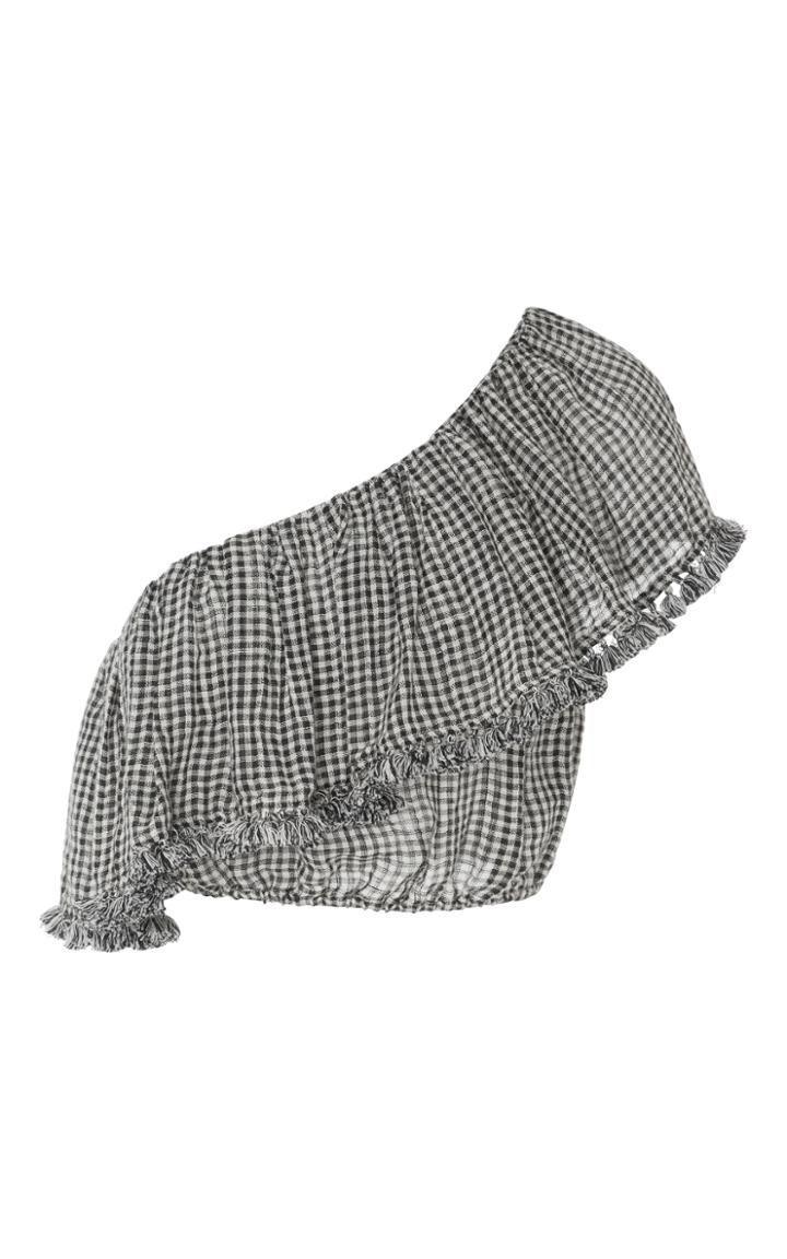 Zimmermann Paradiso Gingham One Shoulder Frill Top