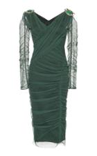Dolce & Gabbana Ruched Embellished Tulle Dress