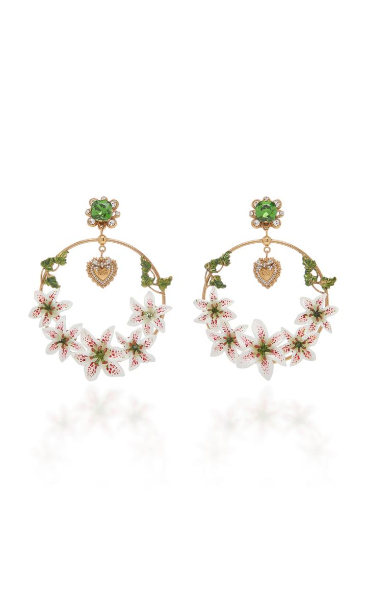 Dolce & Gabbana Lily-embellished Hoop Earrings