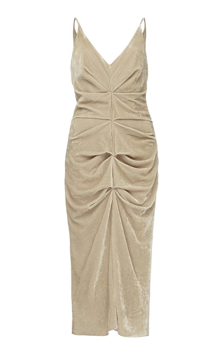Eleanor Balfour Philippa Velvet Ruched Midi Dress