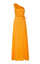 Rosetta Getty One Shoulder Satin Wrap Gown