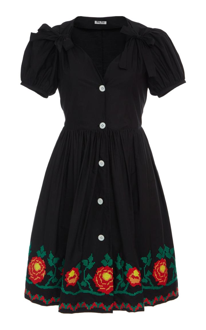 Miu Miu Embroidered Button Down Mini Dress