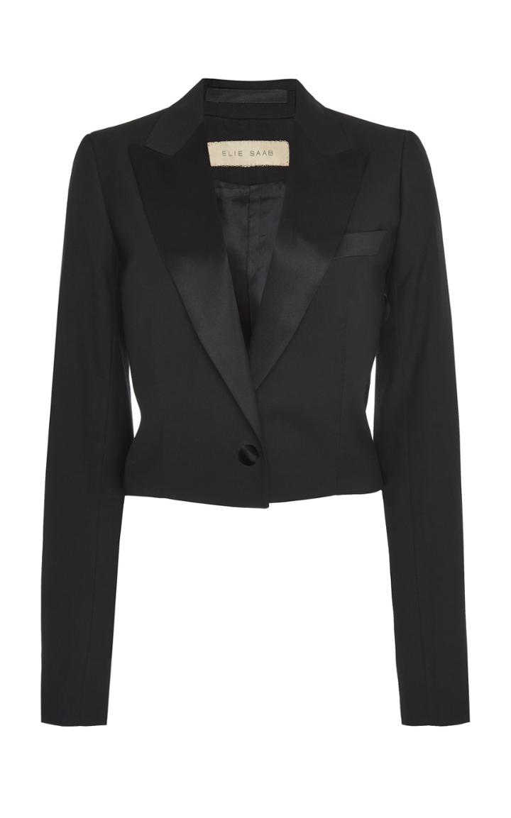 Elie Saab Cropped Wool Tuxedo Jacket