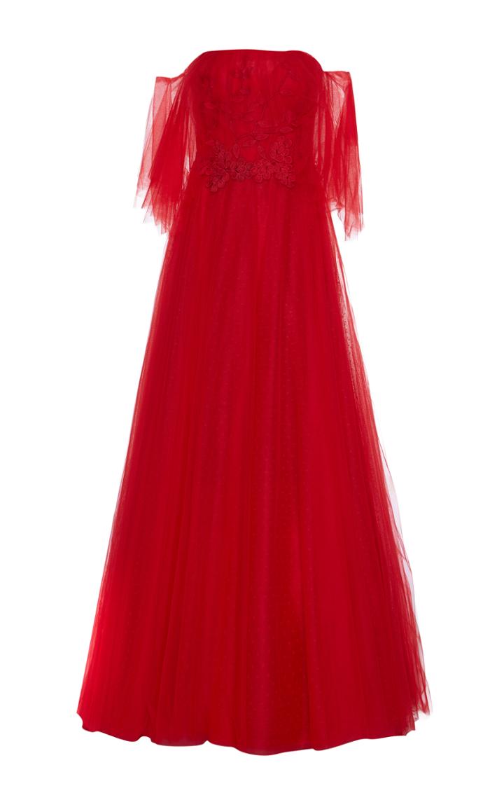 Costarellos Fairy Off-shoulder Gown