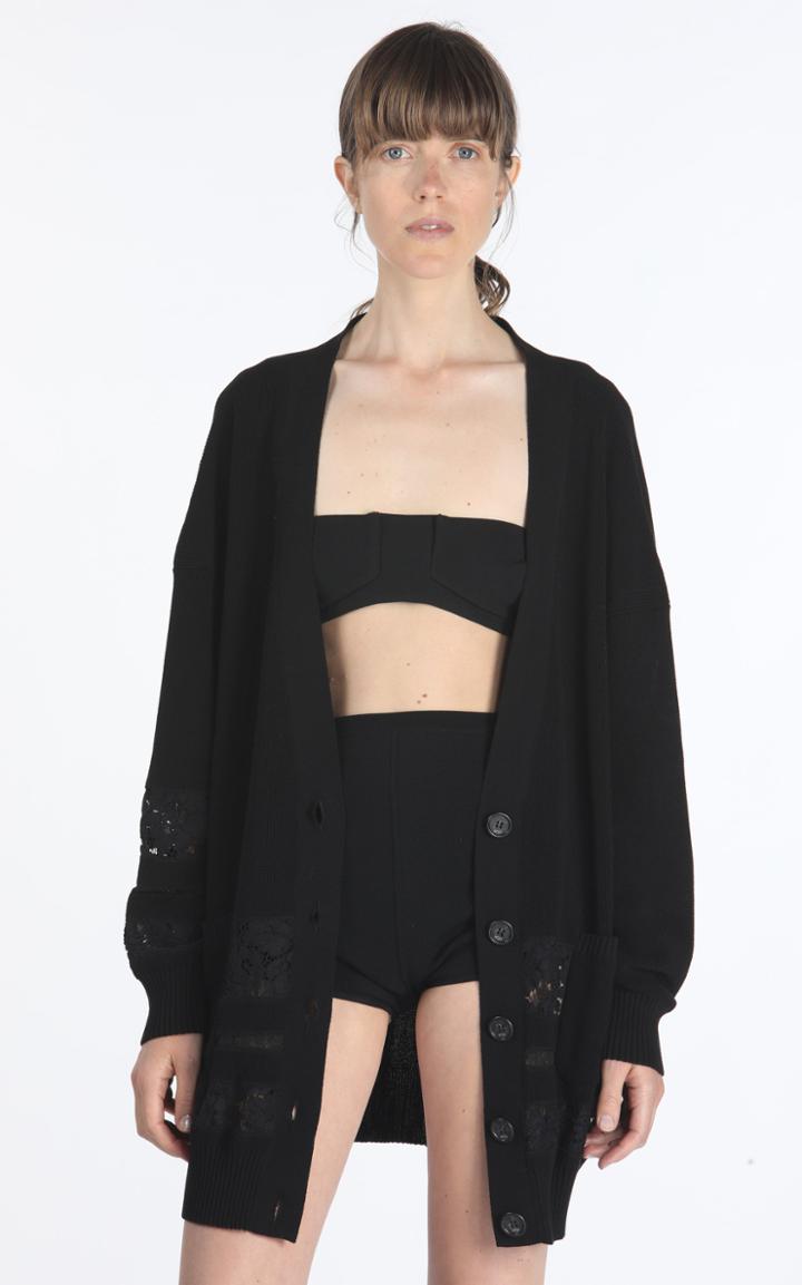 Moda Operandi N21 Oversized Lace-inset Cotton-blend Cardigan