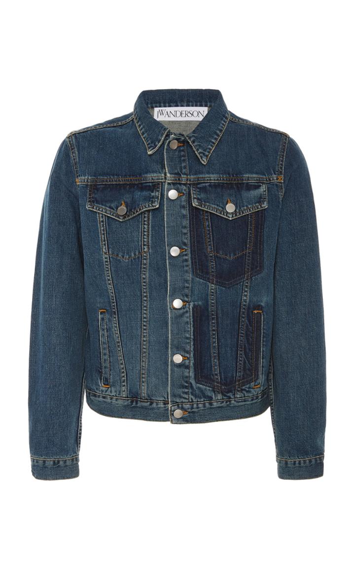 Jw Anderson Two-tone Slim-fit Denim Jacket