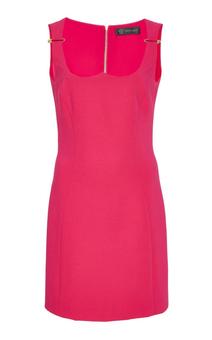 Versace Fitted Crepe Safety Pins Mini Dress