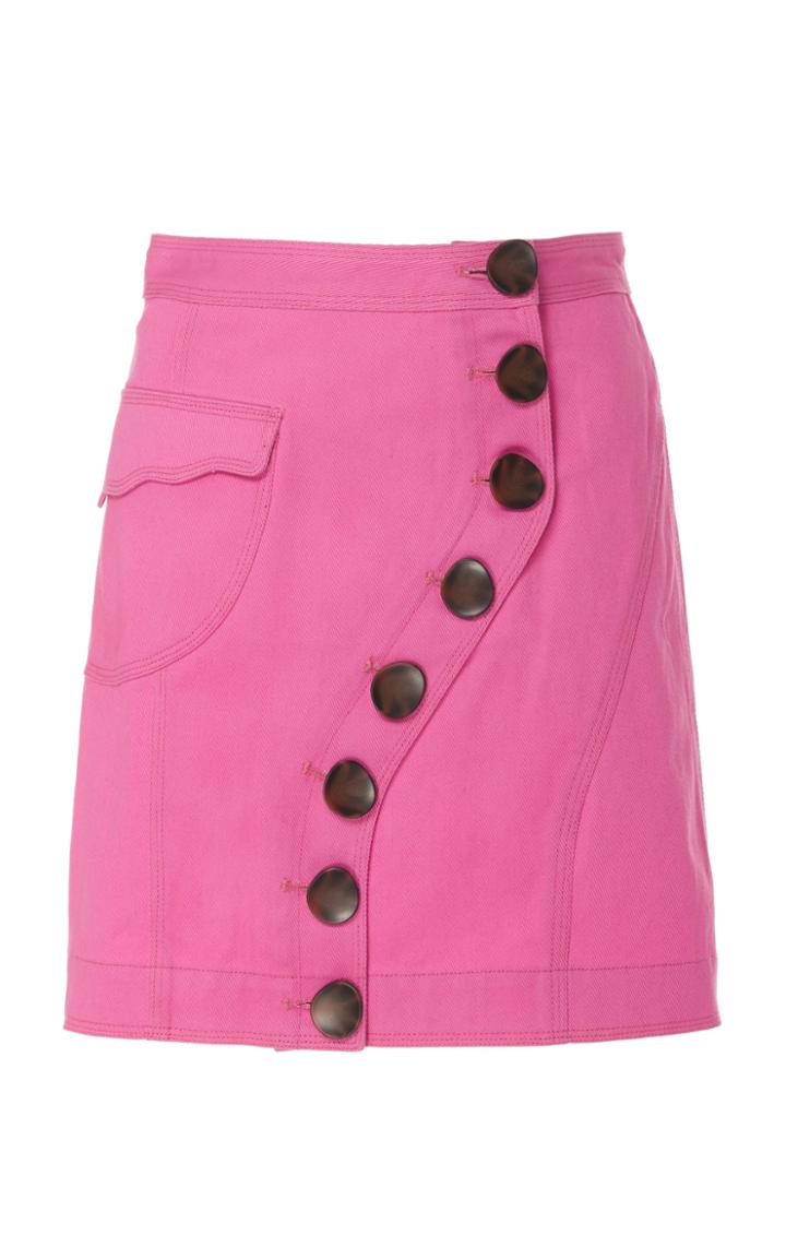Acler Tana Asymmetrical Button-front Denim Skirt