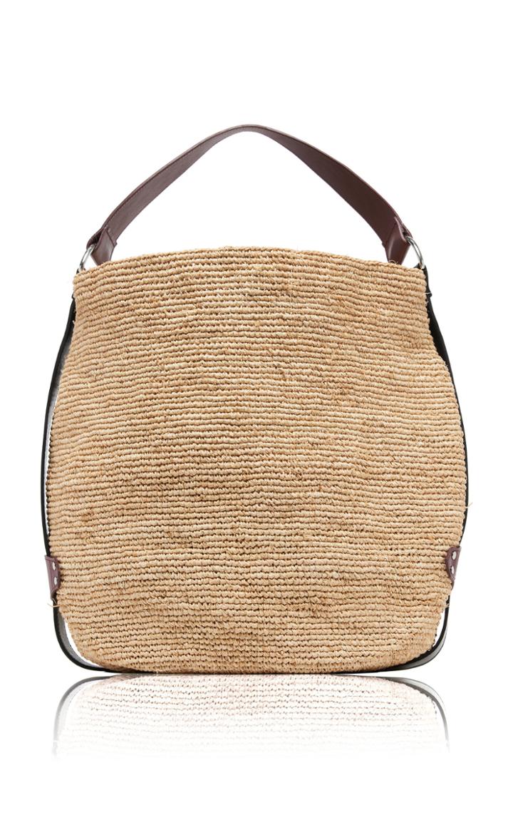 Isabel Marant Bayia Leather-trimmed Straw Bag