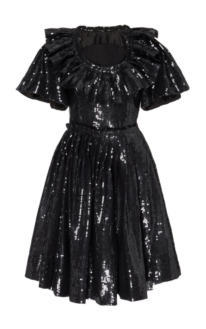 Moda Operandi Soonil Black Sequin Neck Dress Size: 0