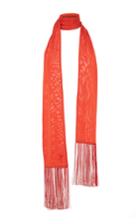 Alexander Wang Red Embroidered Fringe Silk Scarf