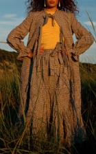 Jonathan Cohen Smocked Gingham Wrap Skirt