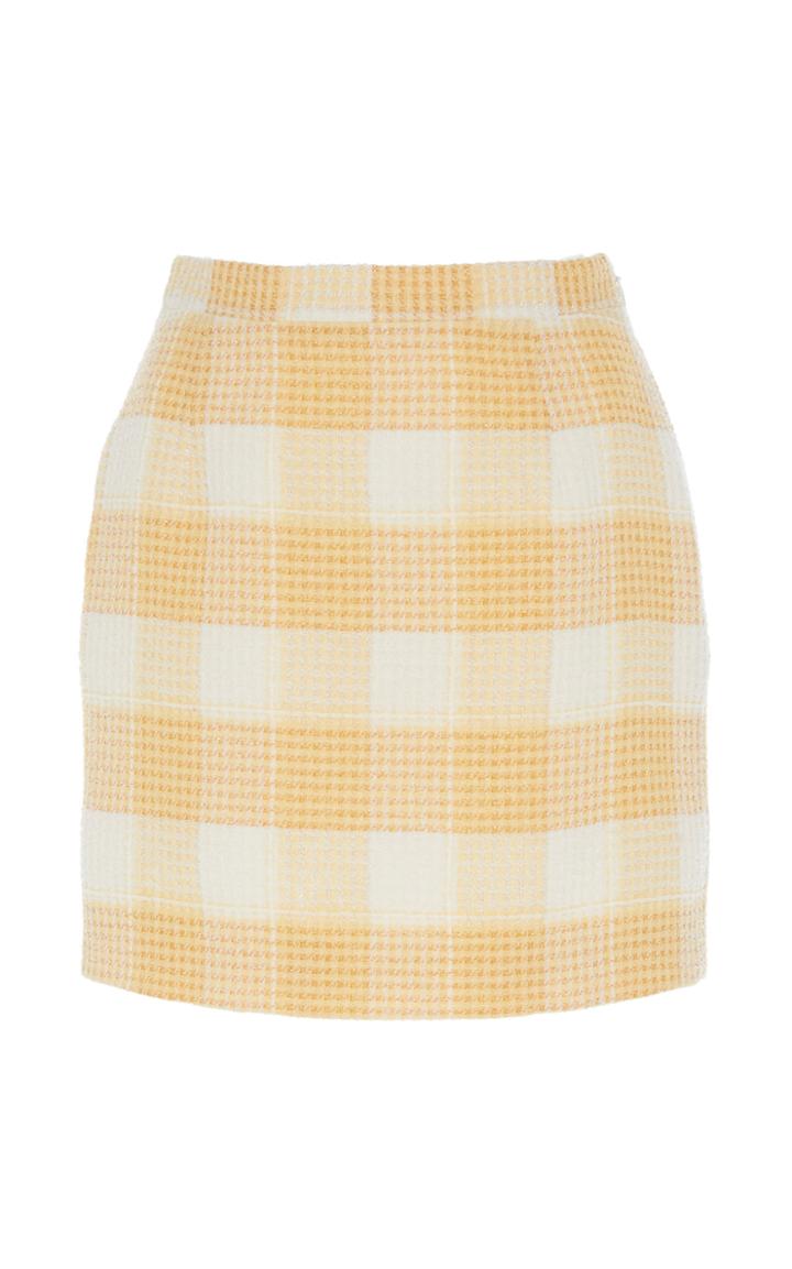 Alessandra Rich Check Tweed Wool-blend Mini Skirt