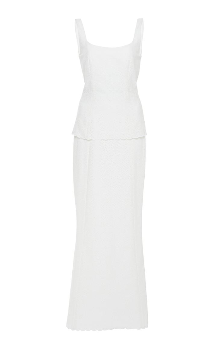 Rebecca De Ravenel Penelope Broderie Anglaise Cotton Maxi Dress