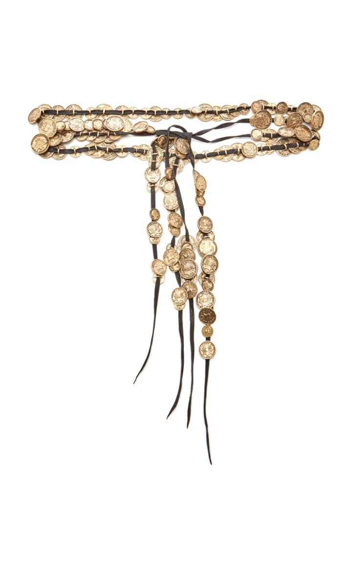 Gabriela Hearst Skinny Coin-embellished Tie Belt