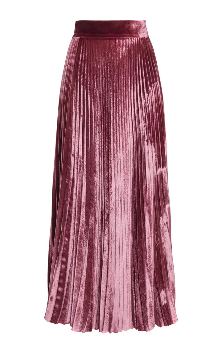 Luisa Beccaria Velvet Pleated Skirt