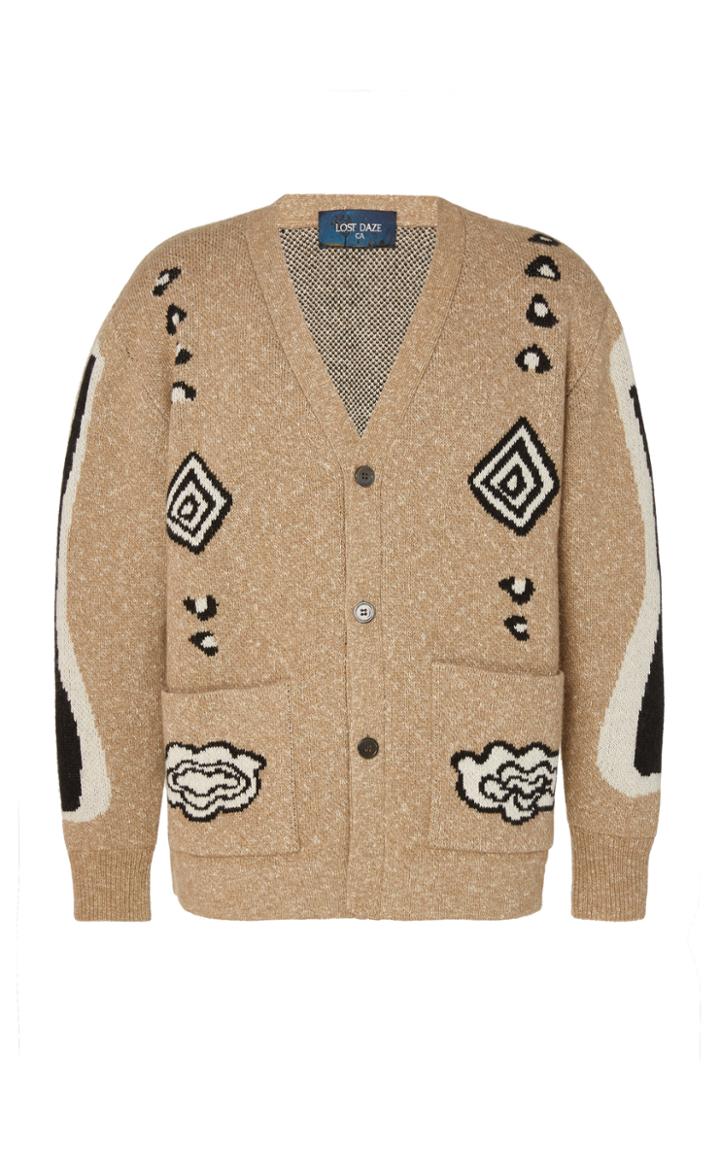 Lost Daze Desert Signs Intarsia Cotton And Cashmere-blend Cardigan