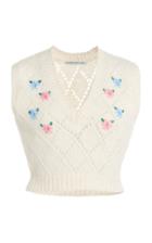 Moda Operandi Alessandra Rich Knitted Wool Vest With Floral Details
