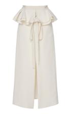 Brock Collection Perla Ruffle Waist Wool Linen-blend Skirt