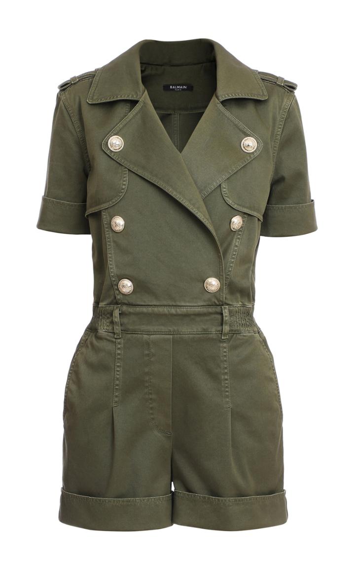 Balmain Double- Breasted Cargo Cotton Romper