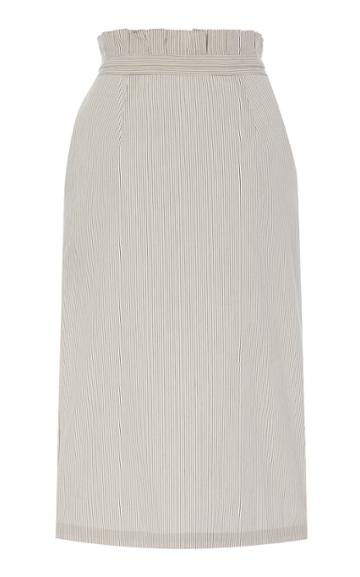 Also Corinne Tie-detailed Cotton-poplin Midi Skirt