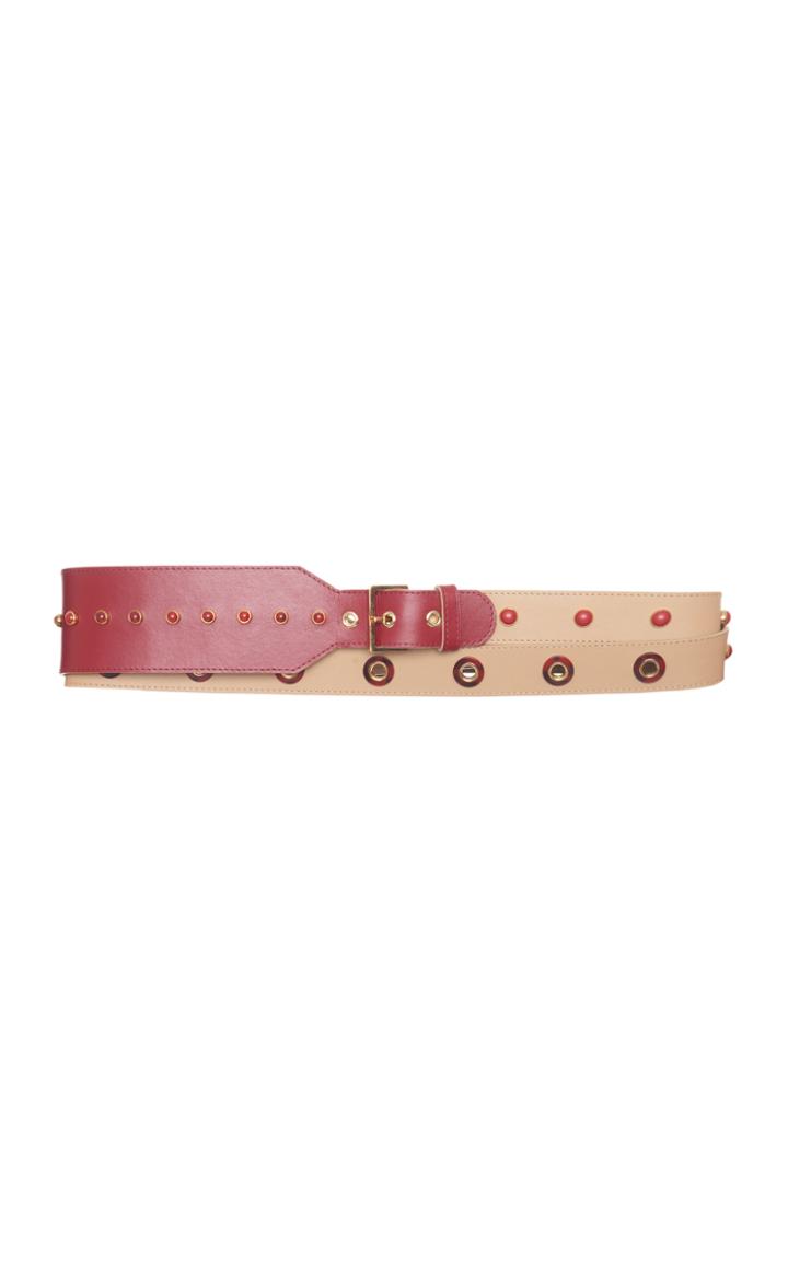 Agnona Double Wrap Bicolor Stud Belt