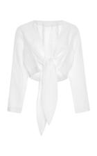Lisa Marie Fernandez Tie-front Cropped Linen Blouse