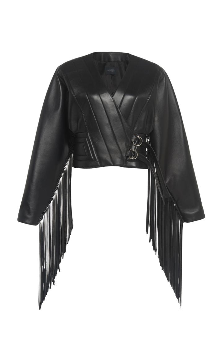 Giambattista Valli Fringe-trimmed Leather Jacket