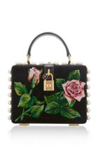 Dolce & Gabbana Dolce Box Embellished Floral-embroidered Velvet Bag