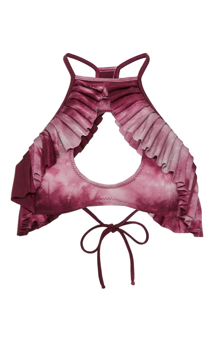Made By Dawn Angel Ruffled Halter Neck Bikini Top