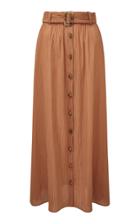 Lisa Marie Fernandez Belted Plisse Cotton Maxi Skirt