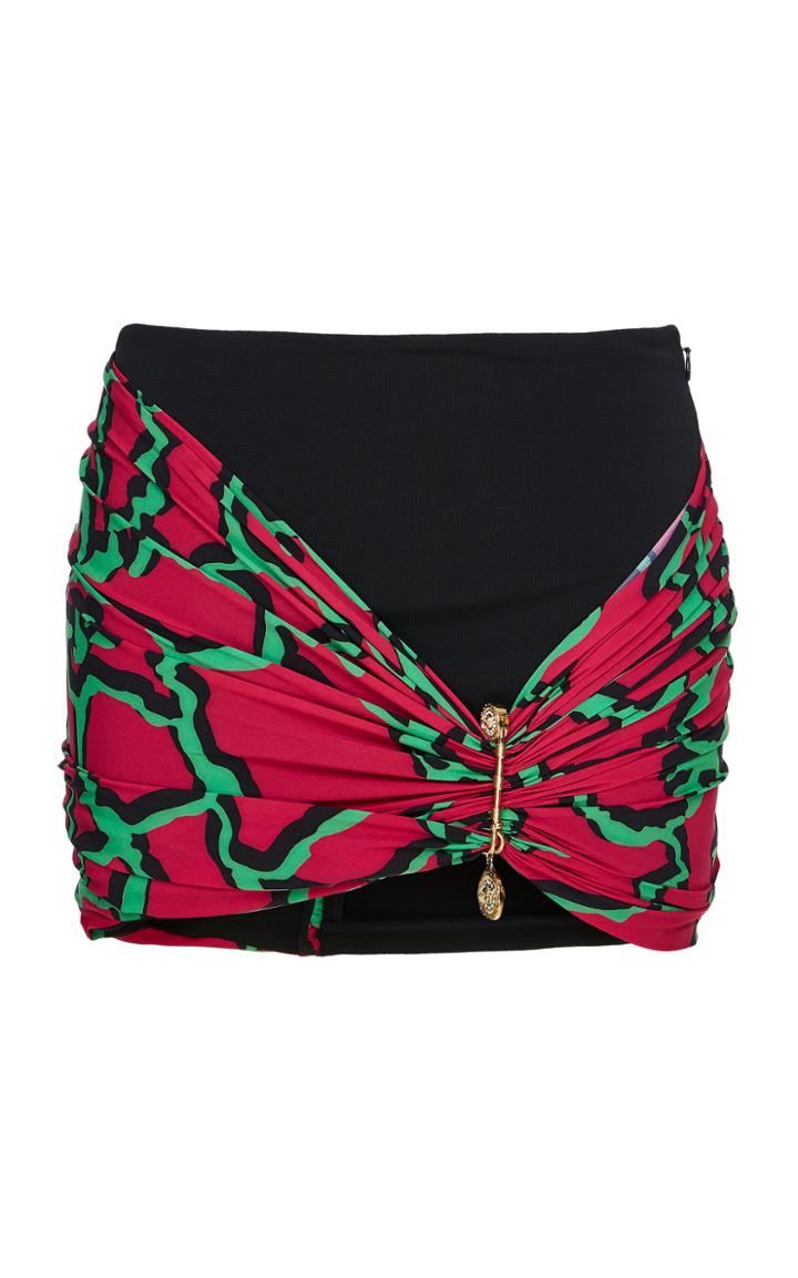 Versace Ruched Crepe Contrast Skirt