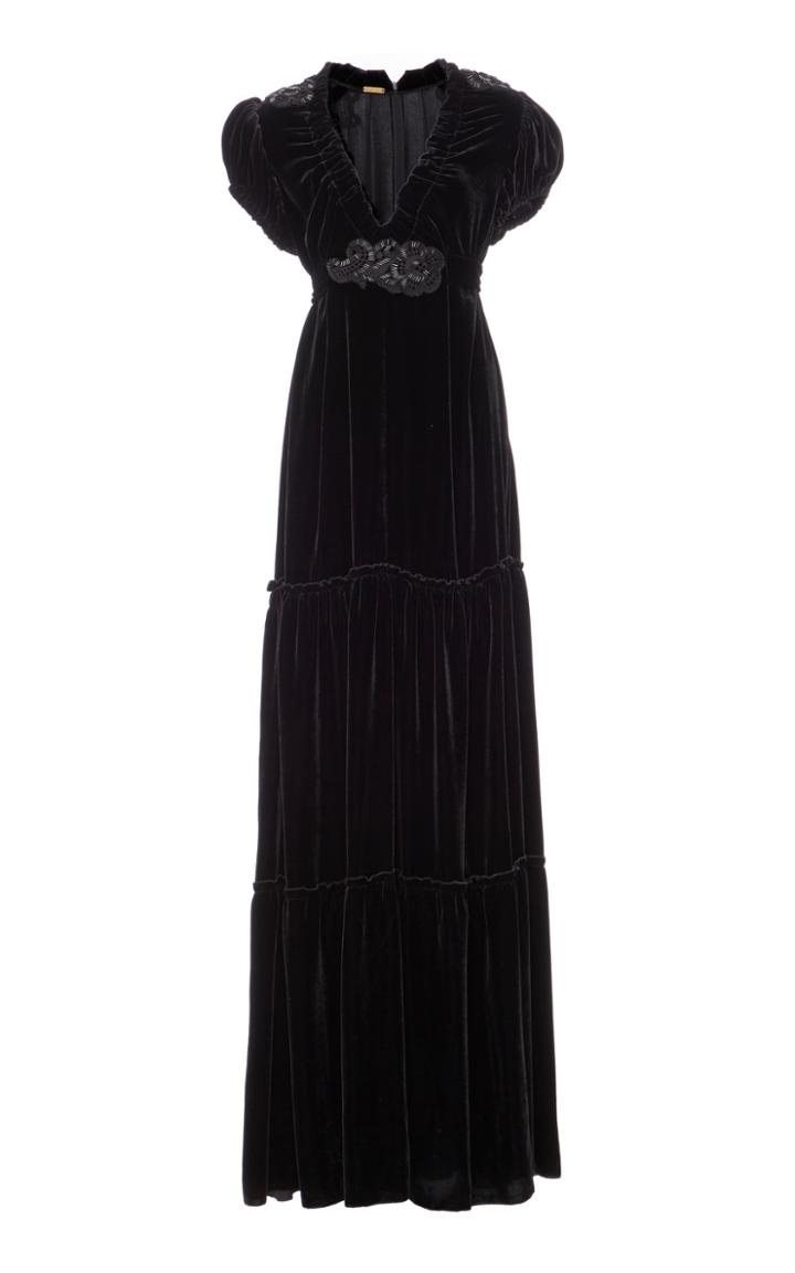 Amelia Toro Bead Embroidered Velvet Gown