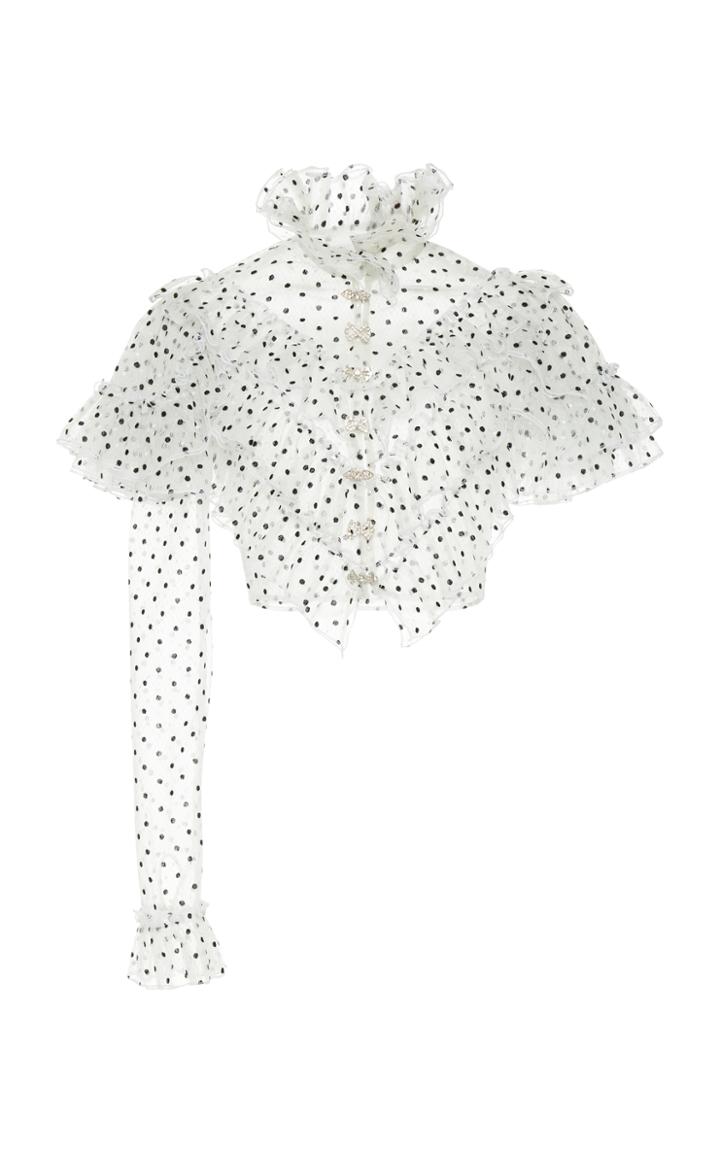 Rodarte Tulle One Sleeve Cropped Blouse