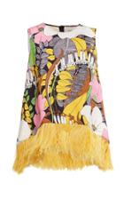 Moda Operandi La Doublej La Scala Floral Feather-trimmed Top Size: Xs