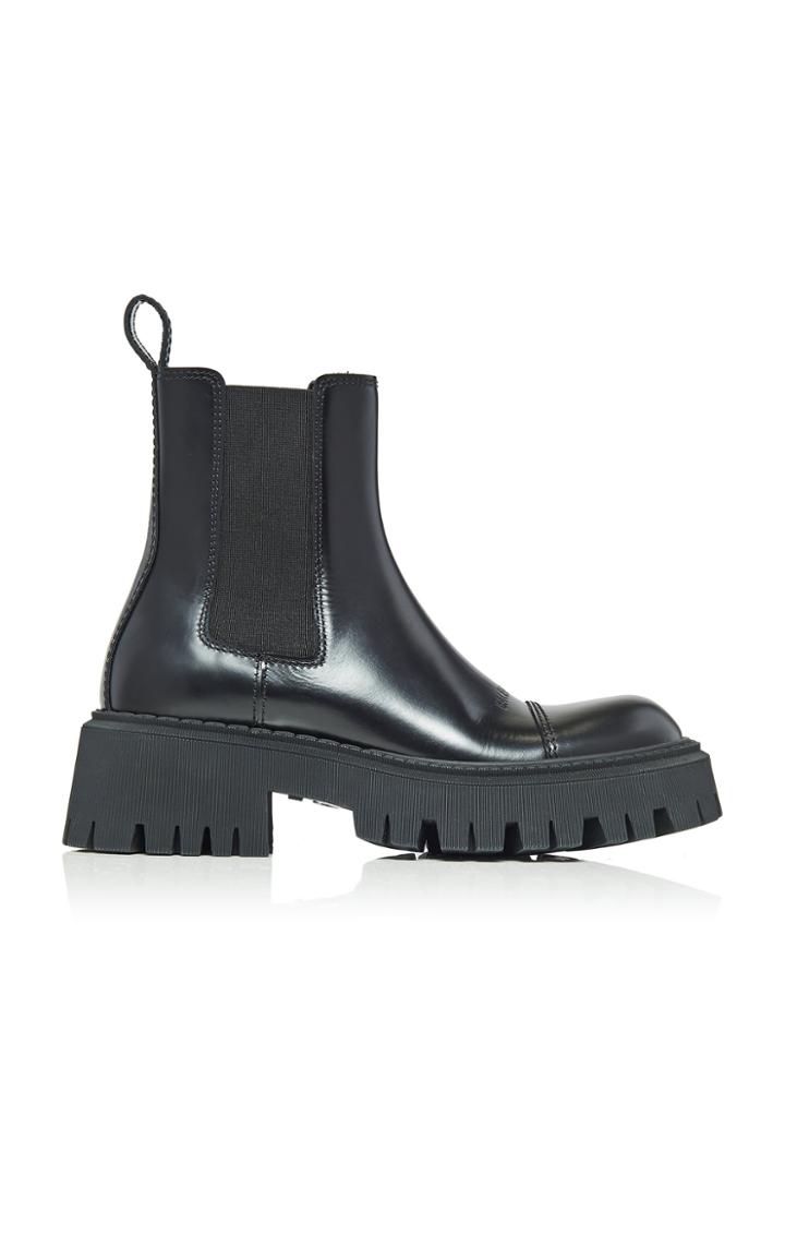 Balenciaga Tractor Leather Platform Ankle Boots
